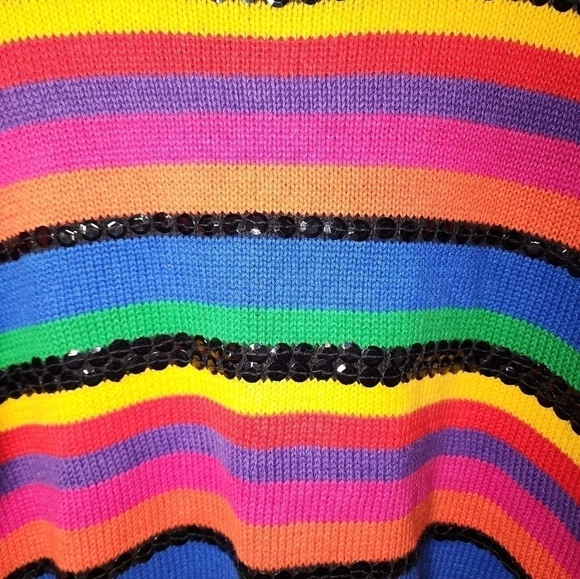 Michelle Stuart Vintage Bright Color's Sequin Long Sleeve Knit Sweater M - Picture 2 of 7